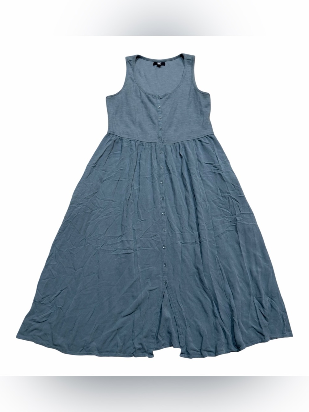 Frye Blue Button Front Midi Tank Dress Women’s Medium Sleeveless Pockets Casual